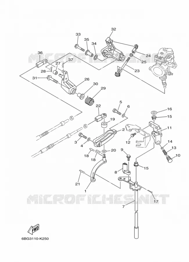 GASBEDIENING Yamaha OUTBOARD ENGINES 30hp (22.1kW) 2012 F30  F30BETL