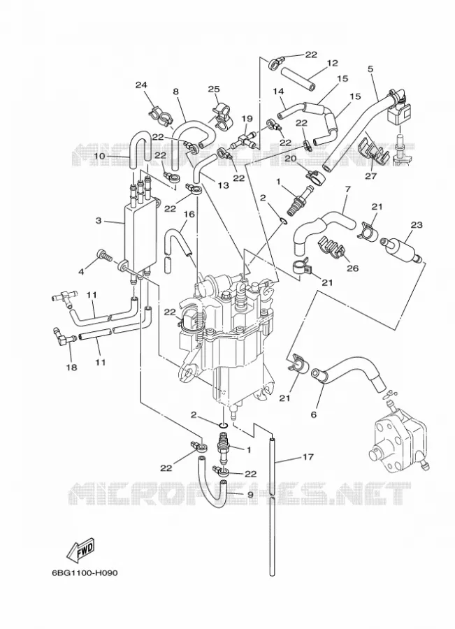 BENZINEPOMP 2 Yamaha OUTBOARD ENGINES 30hp (22.1kW) 2009 F30  F30LEHA-2009