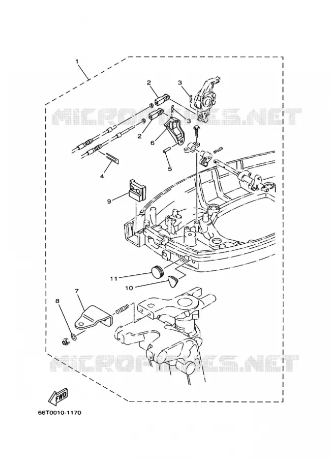 AFSTANDSBEDIENING BESLAG Yamaha OUTBOARD ENGINES 40hp (29.4kW) 2011 40  40XMHL