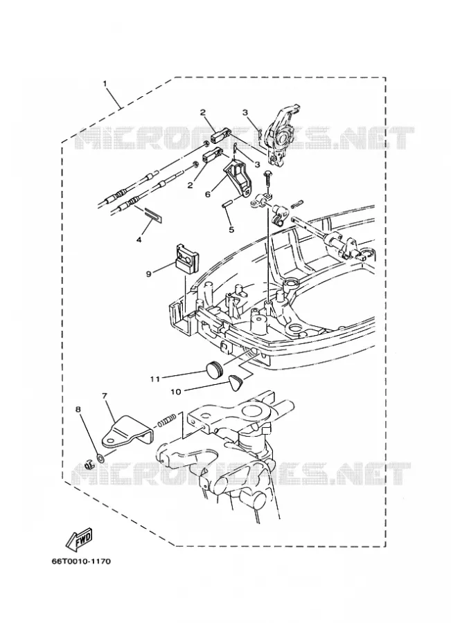 AFSTANDSBEDIENING BESLAG Yamaha OUTBOARD ENGINES 40hp (29.4kW) 2003 E40  E40XMHS