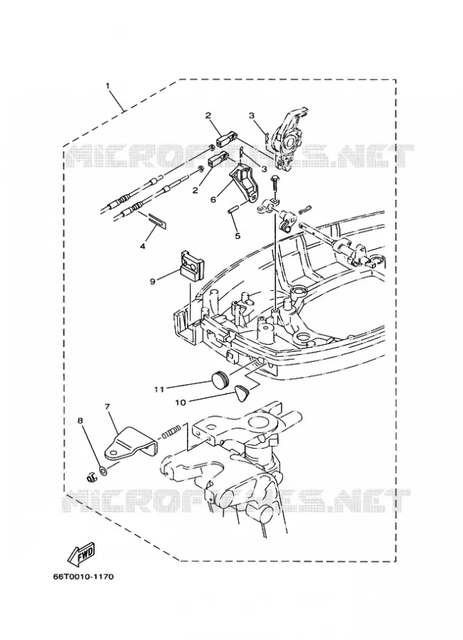 AFSTANDSBEDIENING BESLAG Yamaha OUTBOARD ENGINES 40hp (29.4kW) 2001 (E)40  (E)40X