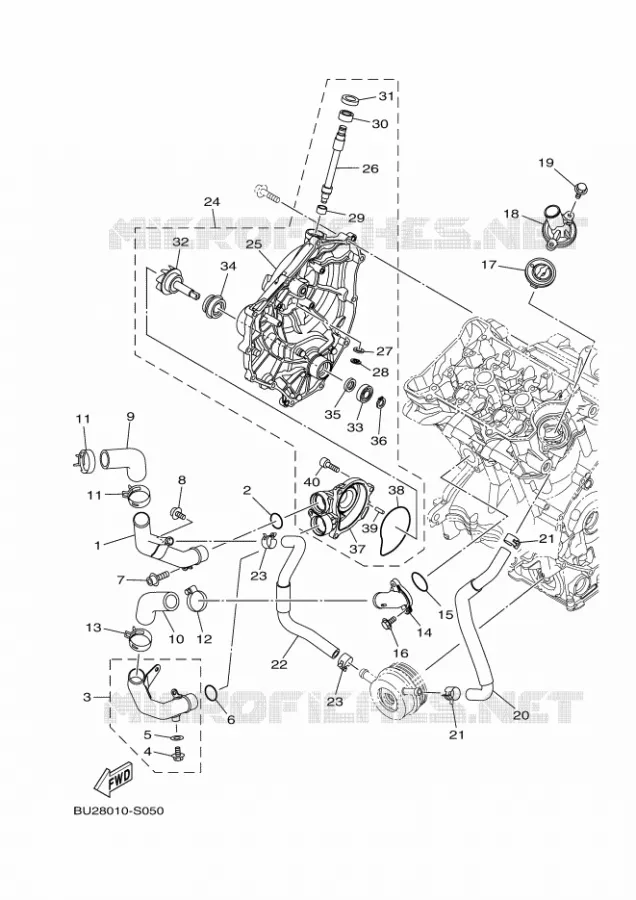 WATERPOMP / SLANGEN Yamaha MOTO 700 2019 MT  MTN690-A