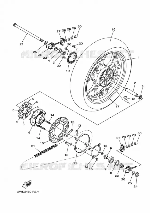 ACHTERWIEL Yamaha MOTO 300 2019 R3  YZF320-A
