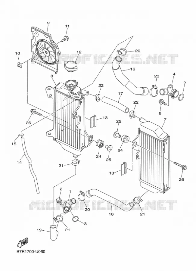 RADIATEUR / SLANG Yamaha MOTO 450 2019 WRF  WR450F