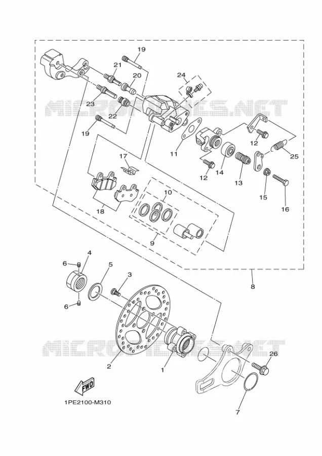 REMKLAUW ACHTER Yamaha QUAD 700 2019 RAPTOR  YFM70RSSK