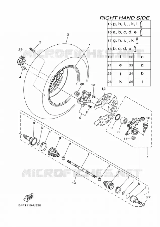 WIEL VOOR 2 Yamaha QUAD 700 2019 GRIZZLY  YFM700FWAD/YFM70GPLK
