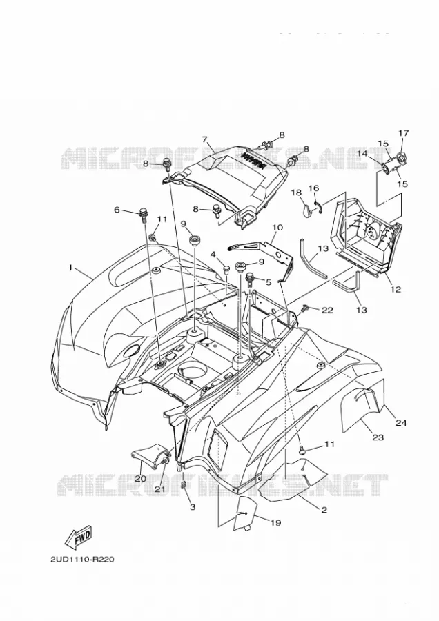 ACHTERSPATBORD  Yamaha QUAD 700 2019 GRIZZLY  YFM700FWAD/YFM70GPXK