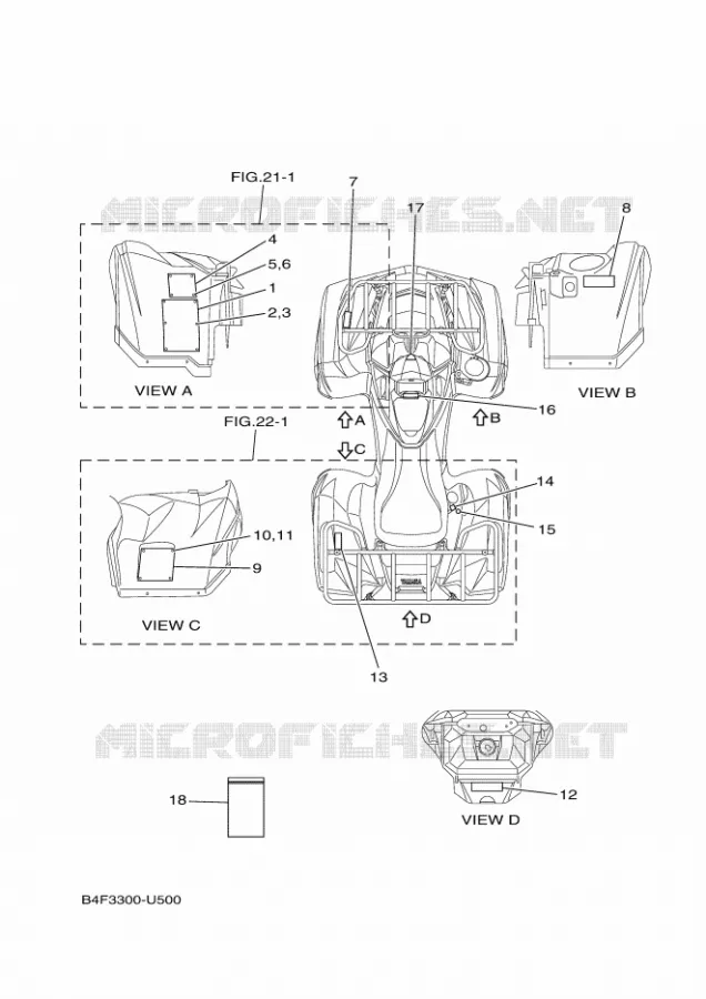 STICKER / LABEL 1 Yamaha QUAD 700 2019 GRIZZLY  YFM700FWAD/YFM70GPXK