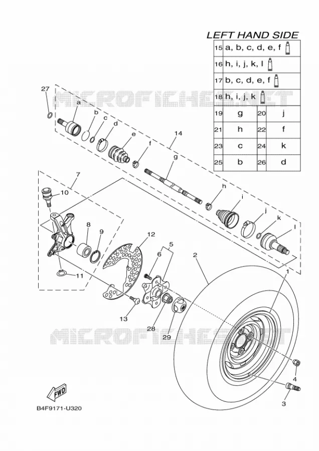 VOORWIEL Yamaha QUAD 700 2019 GRIZZLY  YFM700FWAD/YFM70GPXK