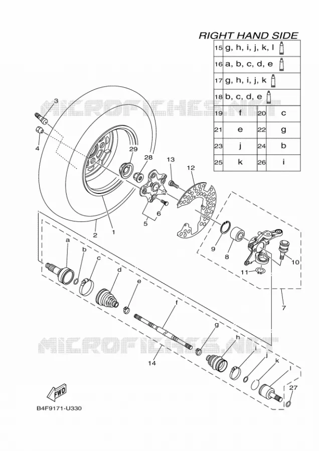 WIEL VOOR 2 Yamaha QUAD 700 2019 GRIZZLY  YFM700FWAD/YFM70GPXK