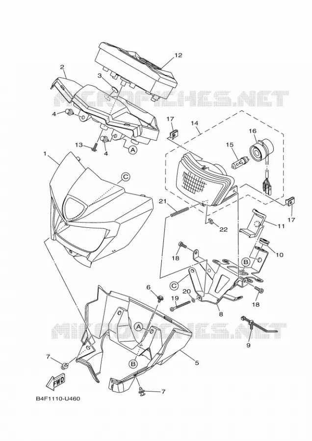 KOPLAMP 2 Yamaha QUAD 700 2019 GRIZZLY  YFM700FWAD/YFM70GPXK