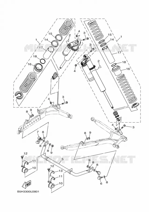 ACHTER SCHOKBREKER Yamaha SIDE BY SIDE 1000 2019 YXZ  YXZ1000ETS/YXZ10YESKS