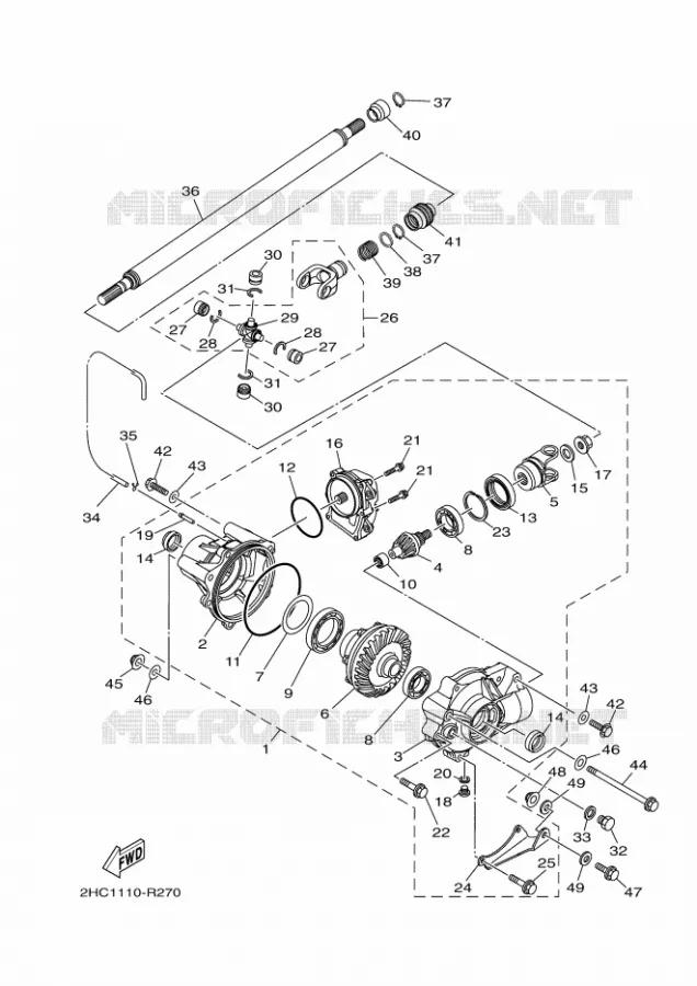 DIFFERENTIEEL VOOR Yamaha SIDE BY SIDE 1000 2019 YXZ  YXZ1000ETS/YXZ10YESKS