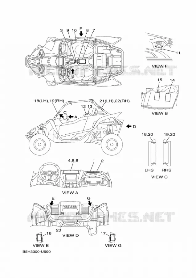 STICKER / LABEL 1 Yamaha SIDE BY SIDE 1000 2019 YXZ  YXZ1000E