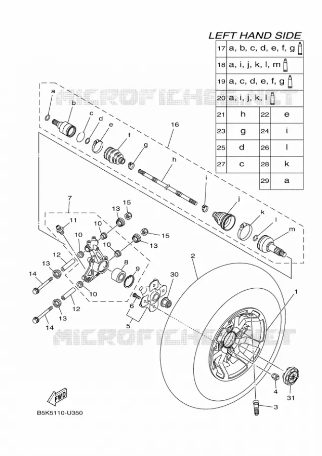 ACHTERWIEL Yamaha QUAD 700 2019 KODIAK  YFM700FWBD/YFM70KPHK