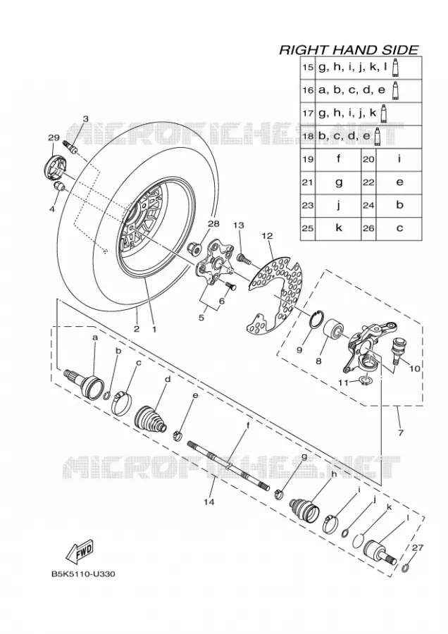 WIEL VOOR 2 Yamaha QUAD 700 2019 KODIAK  YFM700FWBD/YFM70KP