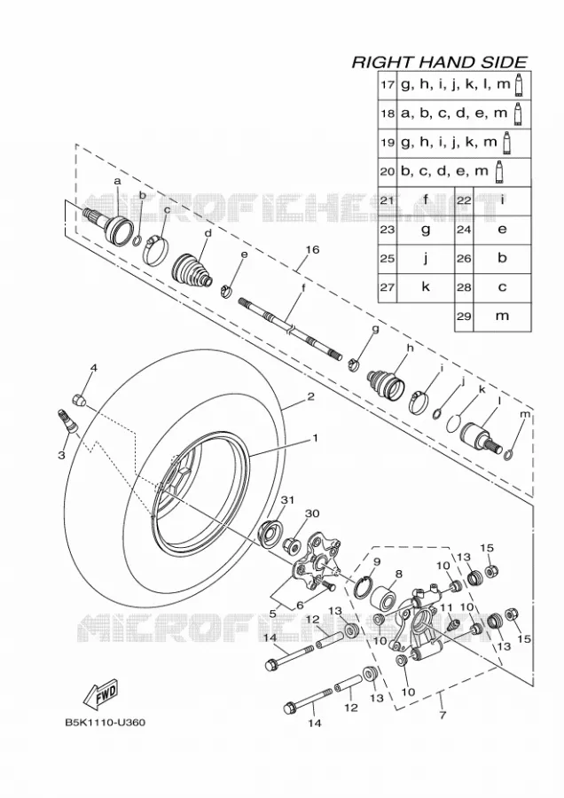 ACHTERWIEL 2 Yamaha QUAD 700 2019 KODIAK  YFM700FWB/YFM70KDXK