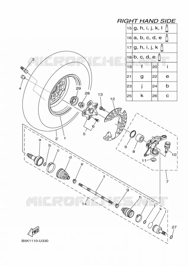 WIEL VOOR 2 Yamaha QUAD 700 2019 KODIAK  YFM700FWB/YFM70KDXK