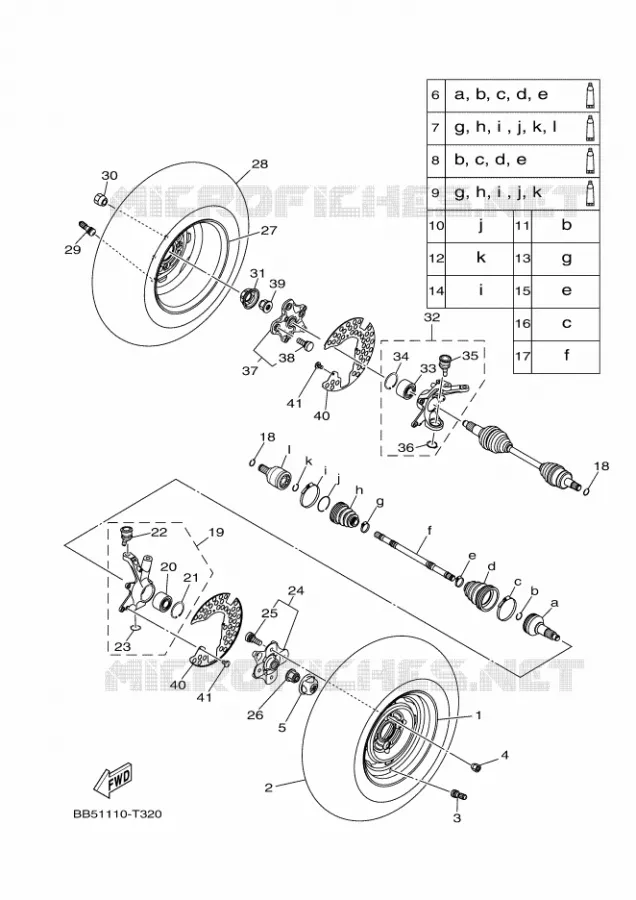 VOORWIEL Yamaha QUAD 450 2019 KODIAK  YFM450FWBD/YFM45KPXK