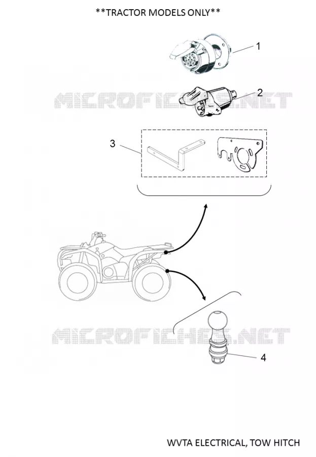 WVTA ELECTRISCH / TREKHAAK Yamaha QUAD 450 2019 KODIAK  YFM450FWB/YFM45KDXK