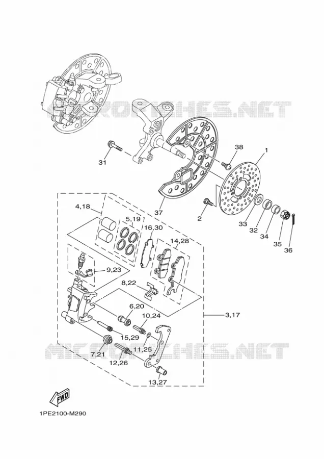 REMKLAUW VOOR Yamaha QUAD 700 2014 RAPTOR  YFM700RYFM700RE