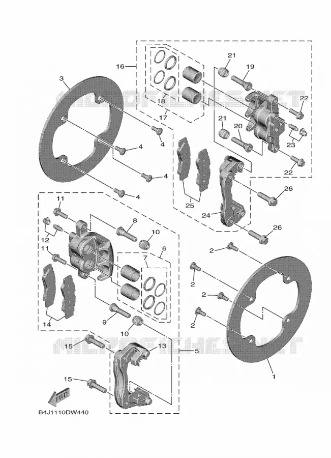 REMKLAUW ACHTER Yamaha SIDE BY SIDE 1000 2021 WOLVERINE  YXE1000EW/YX10EPAM