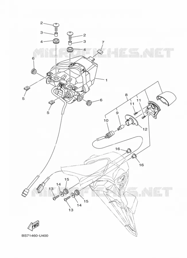 ACHTERLICHT Yamaha MOTO 300 2020 R3  YZF320-A