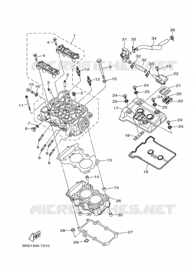 CILINDERKOP Yamaha MOTO 300 2020 R3  YZF320-A