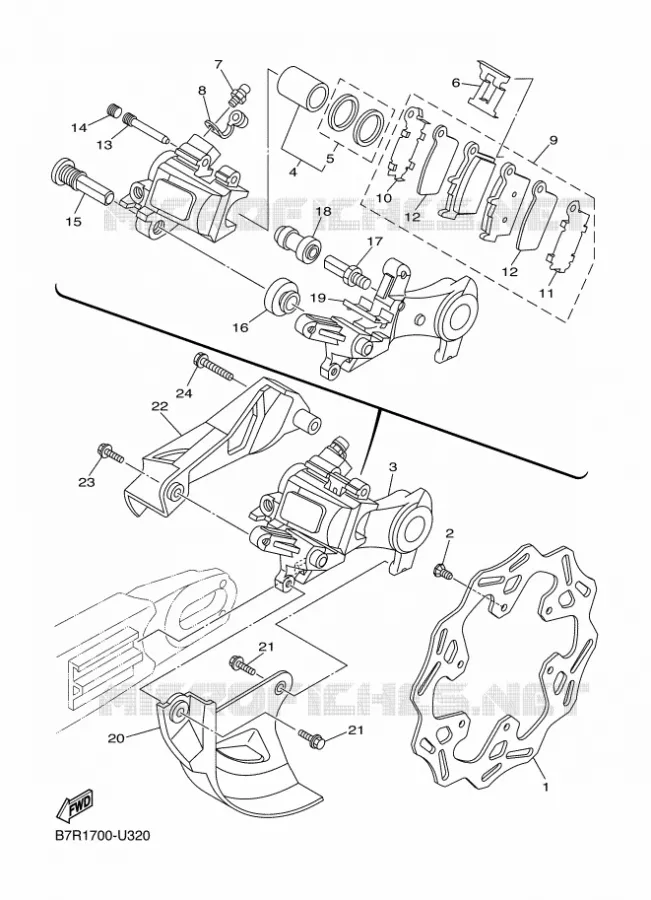 REMKLAUW ACHTER Yamaha MOTO 450 2020 WRF  WR450F