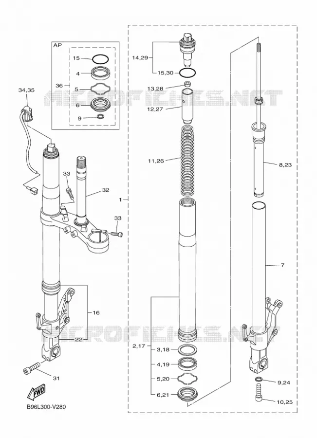VOORVORK Yamaha MOTO 1300 2020 FJR  FJR1300D-AS