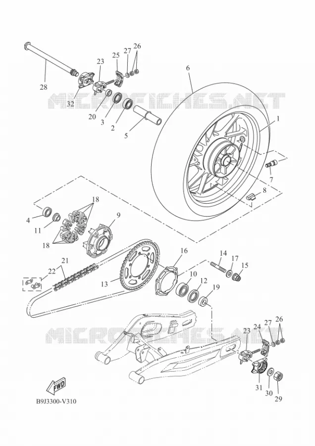 ACHTERWIEL Yamaha MOTO 700 2020 XSR  MTM690-U