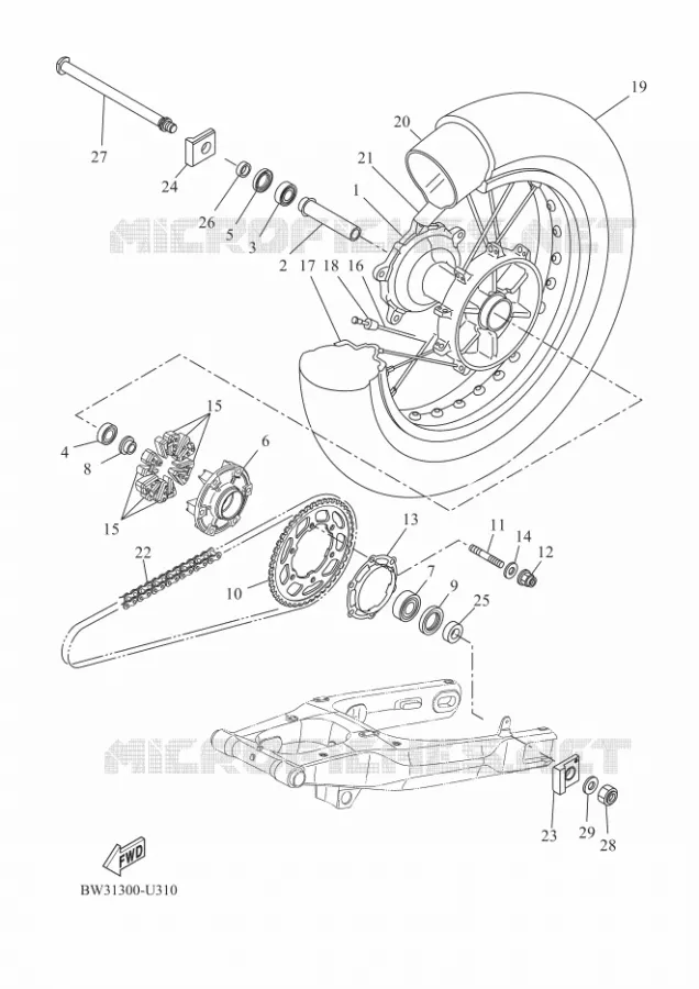 ACHTERWIEL Yamaha MOTO 700 2020 TENERE  XTZ690