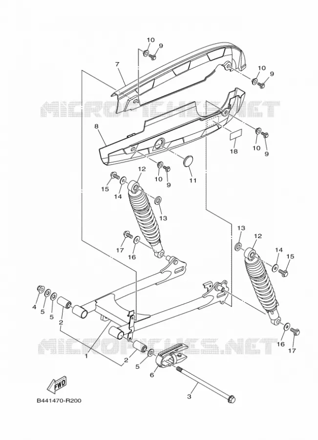 ACHTERBRUG / SCHOKBREKER Yamaha MOTO 110 2020 CRUX  YD110D-4