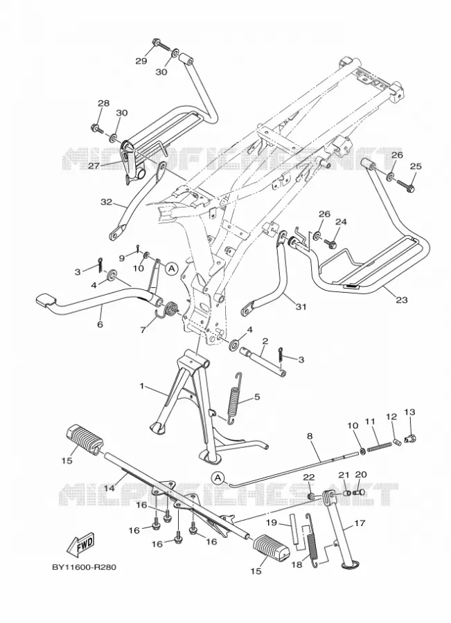 STANDAARD / VOETSTEUN Yamaha MOTO 110 2020 CRUX  YD110D-4