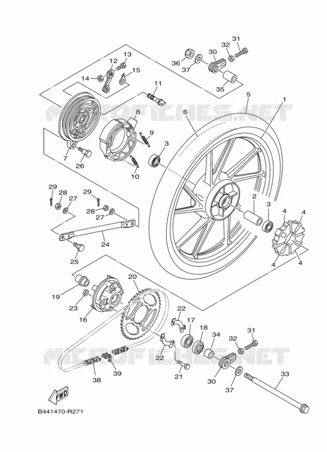 ACHTERWIEL Yamaha MOTO 110 2020 CRUX  YD110D-4