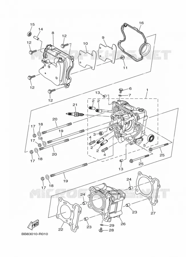CILINDERKOP Yamaha SCOOTER 155 2020 TRICITY  MWS150-A