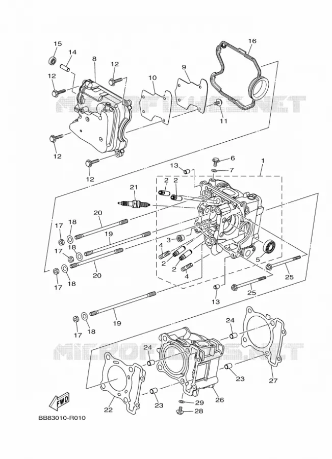 CILINDERKOP Yamaha SCOOTER 155 2020 TRICITY  MWS150-A