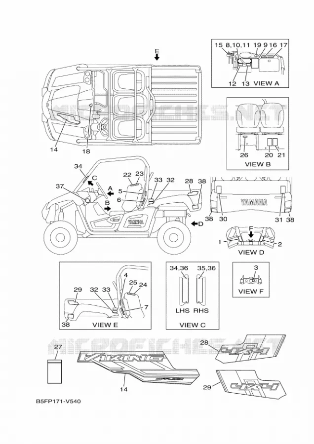 STICKER / LABEL 1 Yamaha SIDE BY SIDE 700 2020 VIKING  YXM700E/YX70MPL