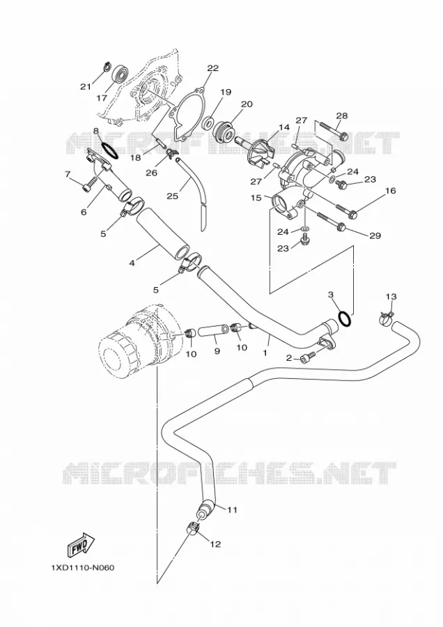 WATERPOMP / SLANGEN Yamaha SIDE BY SIDE 700 2020 VIKING  YXM700E/YX70MPL