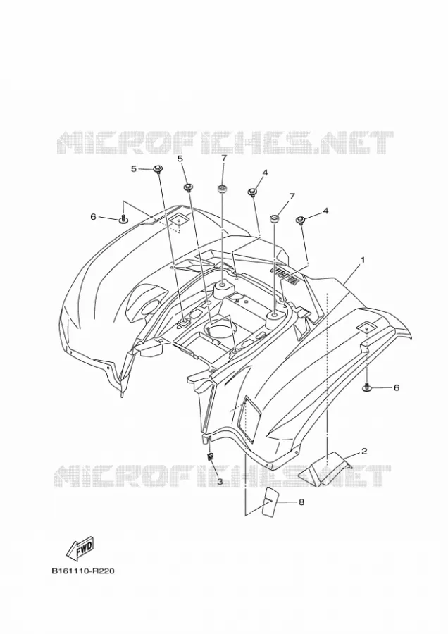 ACHTERSPATBORD  Yamaha QUAD 700 2020 KODIAK  YFM700FWBD