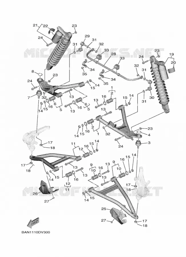 OPHANGING / WIEL VOOR Yamaha SIDE BY SIDE 850 2020 WOLVERINE  YXE850EN/YXE85WPHL