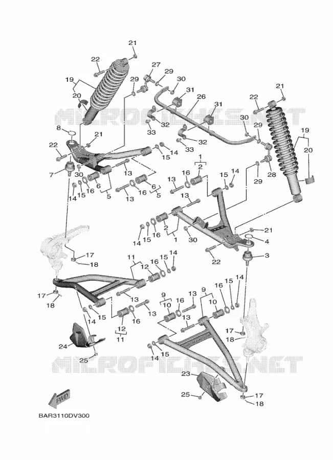 OPHANGING / WIEL VOOR Yamaha SIDE BY SIDE 850 2020 WOLVERINE  YXF850E/YXF85WPBL