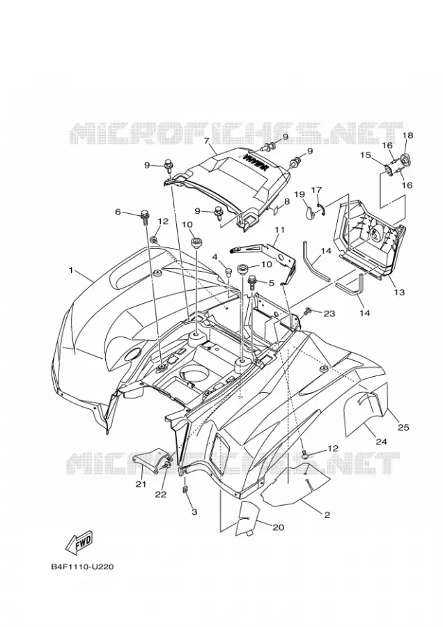 ACHTERSPATBORD  Yamaha QUAD 700 2020 GRIZZLY  YFM700FWAD