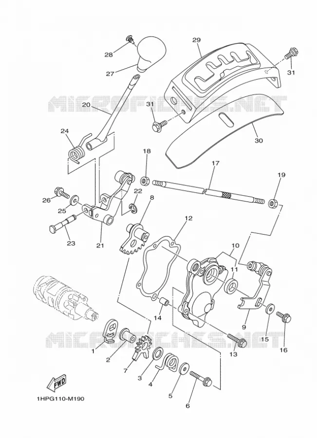 SCHAKEL STANG / PEDAAL Yamaha QUAD 700 2020 GRIZZLY  YFM700FWAD