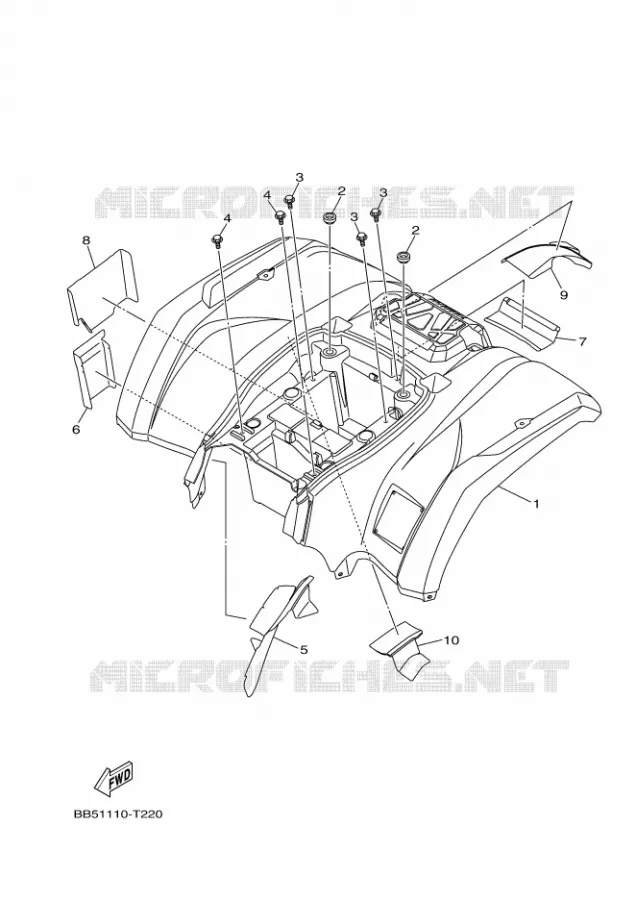 ACHTERSPATBORD  Yamaha QUAD 450 2020 KODIAK  YFM450FWB