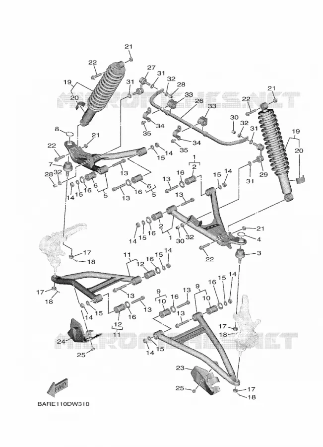 OPHANGING / WIEL VOOR Yamaha SIDE BY SIDE 850 2021 WOLVERINE  YXF850E/YXF85WPAM