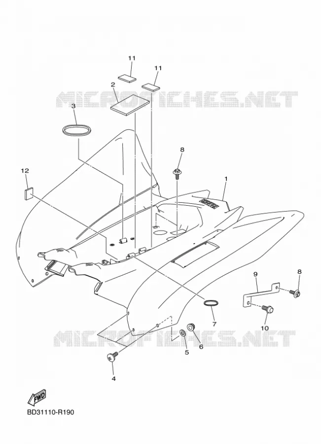 ACHTERSPATBORD  Yamaha QUAD 90 2021 RAPTOR  YFM90R