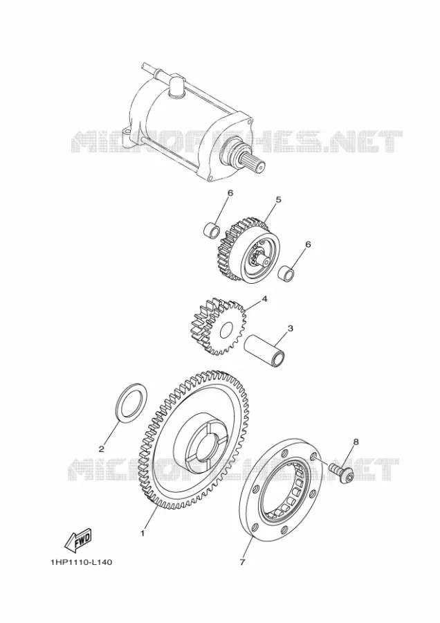 STARTMOTOR KOPPELINGS Yamaha QUAD 700 2021 GRIZZLY  YFM700FWAD