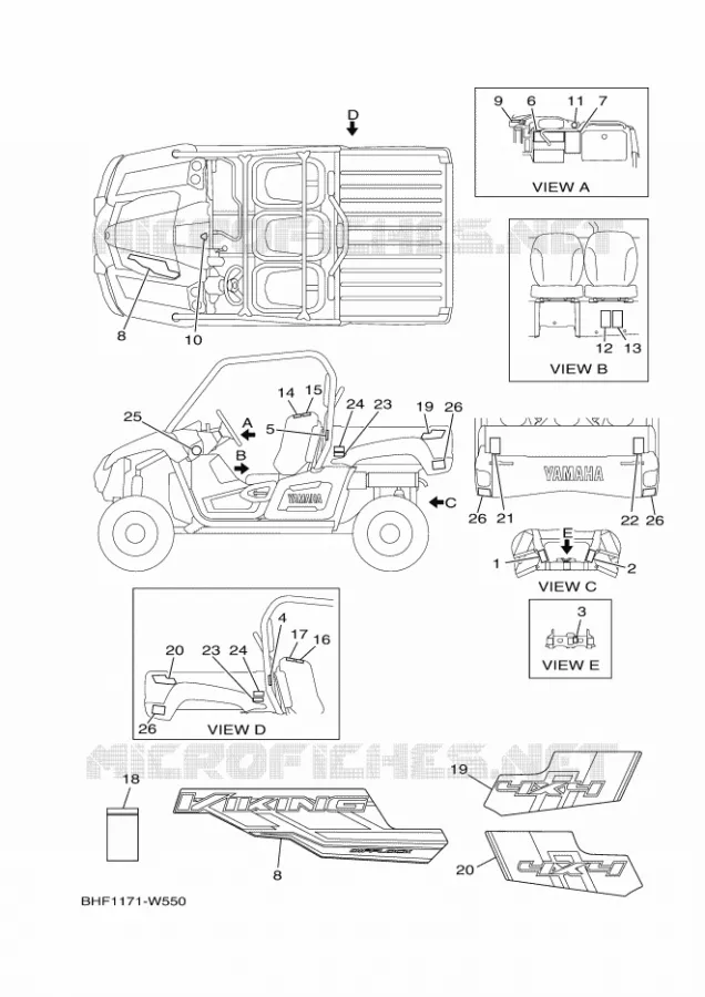 STICKER / LABEL 1 Yamaha SIDE BY SIDE 700 2021 VIKING  YXM700E/YX70MPM