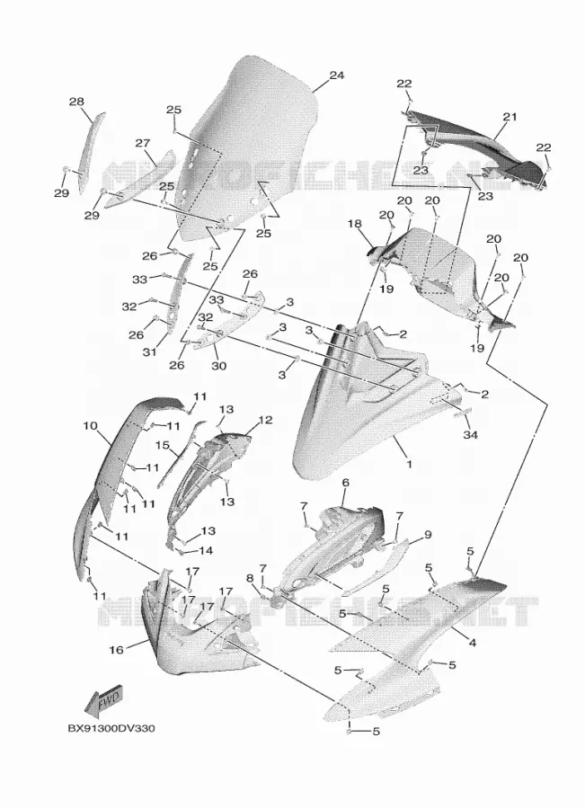 WINDSCHERM Yamaha SCOOTER 300 2021 TRICITY  MWD300